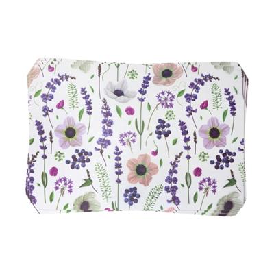 Placemats - 6x - bloemen print - wit - 28 x 43 cm - kunststof