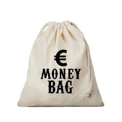 Canvas geldzak Moneybag - met euro teken - wit - 25 x 30 cm - Cowboy/Wilde Westen - boef