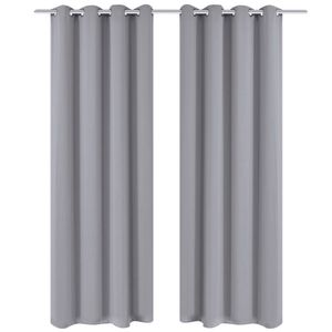 VidaXL Gordijnen met metalen ringen verduisterend 135x175 grijs 2 st