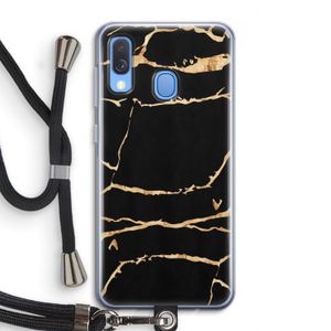 Gouden marmer: Samsung Galaxy A40 Transparant Hoesje met koord