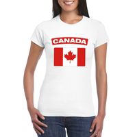 T-shirt met Canadese vlag wit dames