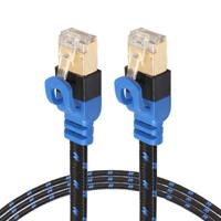 REXLIS CAT7-2 vergulde CAT7 vlakke Ethernet 10 Gigabit twee kleuren gevlochten LAN netwerkkabel voor Modem-Router-LAN-netwerk met afgeschermde RJ45-C