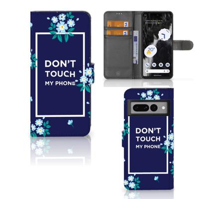 Google Pixel 7 Pro Portemonnee Hoesje Flowers Blue DTMP Google Pixel 7 Pro Portemonnee Hoesje Flowers Blue DTMP