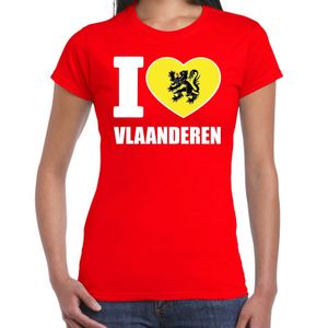 Shirt met tekst I love Vlaanderen rood dames 2XL  -