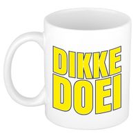 Afscheid cadeau mok collega - dikke doei - geel - 300 ml - keramiek