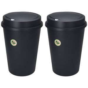 2x Stuks Prullenbakken/afvalemmers - 47L - gerecycled kunststof - zwart