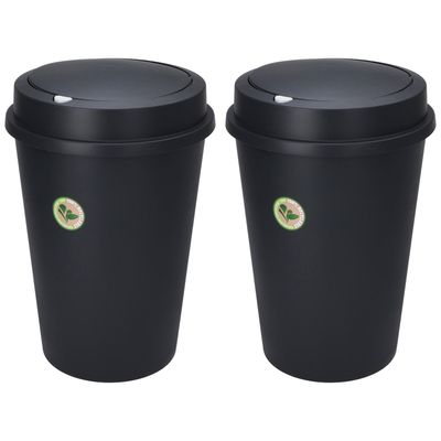 2x Stuks Prullenbakken/afvalemmers - 47L - gerecycled kunststof - zwart