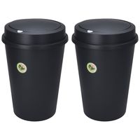 2x Stuks Prullenbakken/afvalemmers - 47L - gerecycled kunststof - zwart