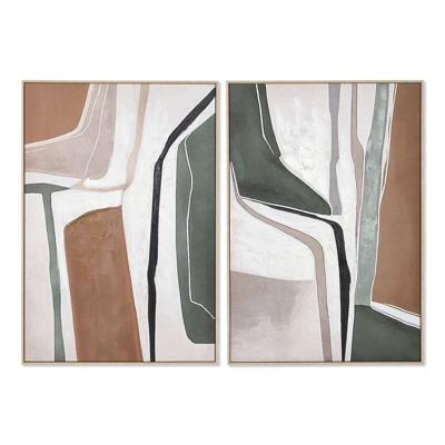 Canvas Home ESPRIT Groen Beige Grijs Terra cotta Abstract Stads (2 Stuks)