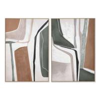 Canvas Home ESPRIT Groen Beige Grijs Terra cotta Abstract Stads (2 Stuks)