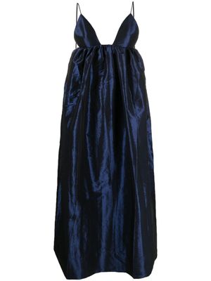 GANNI robe en taffetas à coupe mi-longue - Bleu