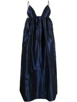 GANNI robe en taffetas à coupe mi-longue - Bleu