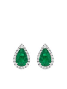 HYT Jewelry boucles d'oreilles en or blanc 18ct serties d'émeraudes et de diamants - Argent