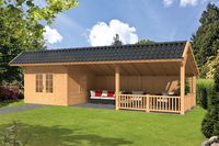 Lariks/Douglas Kapschuur Bergen XL type 8 989x452 cm- Kapschuurdak- Onbehandeld lariks Douglas hout- Tuindeco