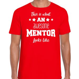 Cadeau t-shirt voor heren - awesome mentor - rood - docent/leraar/schooljaar bedankje