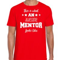 Cadeau t-shirt voor heren - awesome mentor - rood - docent/leraar/schooljaar bedankje