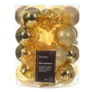 Kerstballen - 50x stuks - 6 cm - kunststof - goud