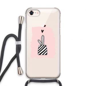 Zwart-wit cactus: iPhone 7 Transparant Hoesje met koord