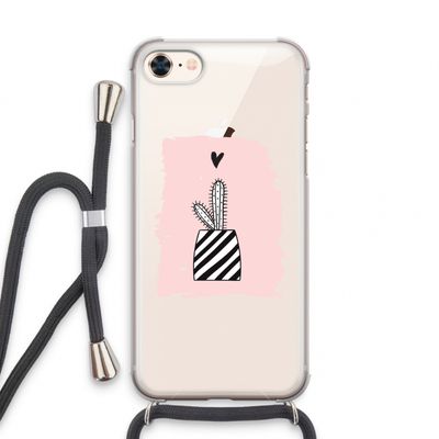 Zwart-wit cactus: iPhone 7 Transparant Hoesje met koord
