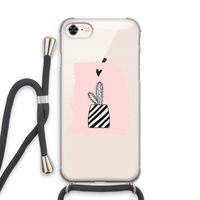 Zwart-wit cactus: iPhone 7 Transparant Hoesje met koord