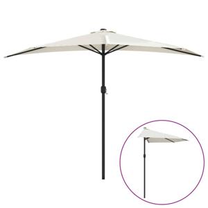 The Living Store Parasol Halfrond - Zandkleurig - 300 x 155 x 223 cm - 38mm paaldiameter - UV-beschermend polyester