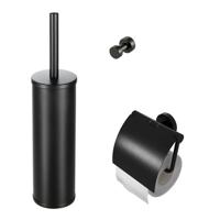 Toiletaccessorieset Geesa Nemox | Toiletborstel met houder - Toiletrolhouder met klep - Handdoekhaak | Zwart
