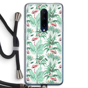 Flamingo bladeren: OnePlus 7 Pro Transparant Hoesje met koord
