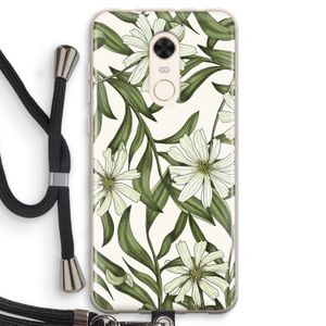 Wit bloemenpatroon: Xiaomi Redmi 5 Transparant Hoesje met koord