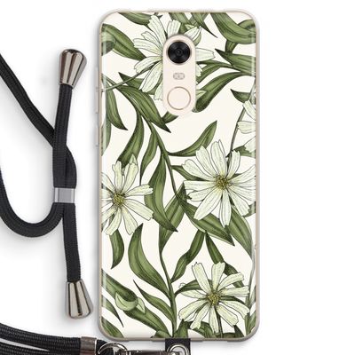 Wit bloemenpatroon: Xiaomi Redmi 5 Transparant Hoesje met koord