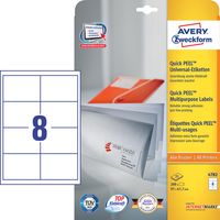 Avery Zweckform 4782, Universele etiketten, Ultragrip, wit, 25+5 vel, 8 per vel, 97 x 67,7 mm - thumbnail