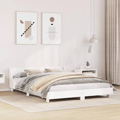 Bedframe zonder matras massief grenenhout wit 120x190 cm