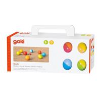 Goki houten jeu de boules spel met katoenen zak, 9dlg.