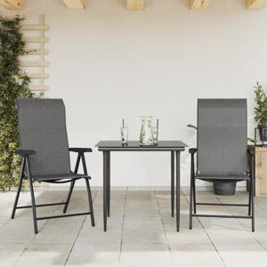 Tuinstoelen 2 st inklapbaar poly rattan grijs