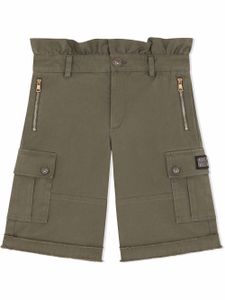 Dolce & Gabbana Kids pantalon à taille haute froncée - Vert