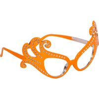 Oranje feestbrillen krul montuur   -