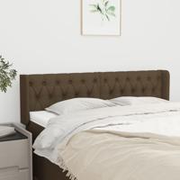 Hoofdbord met randen 147x16x78/88 cm stof donkerbruin
