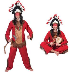 Indianen kostuum man rood