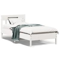 Bedframe zonder matras massief grenenhout wit 90x200 cm