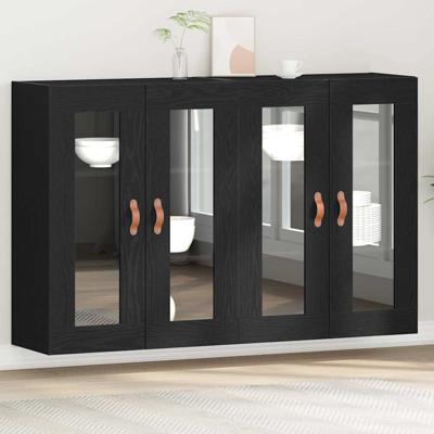 Wandkast 2 pcs Zwart eiken 69.5 x 34 x 90 cm Bewerkt hout
