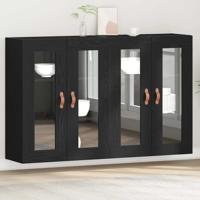 Wandkast 2 pcs Zwart eiken 69.5 x 34 x 90 cm Bewerkt hout