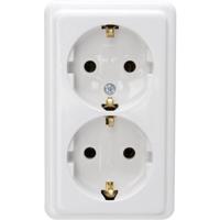 Kopp 102502002 Wandcontactdoos met randaarde 2-voudig Standaard (opbouw) Arctisch-wit 1 stuk(s)