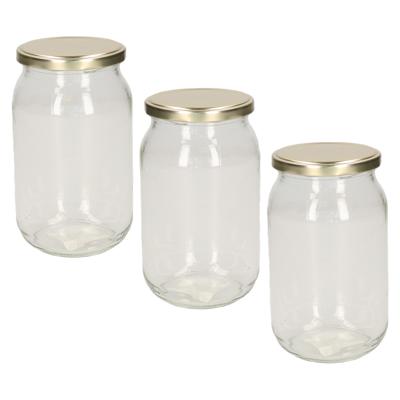 Weckpot - 3x stuks - 900 ml - inmaakpot met schroefdeksel - glas - D13 x H18 cm