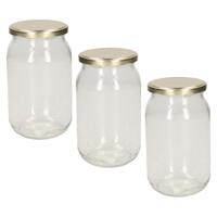 Weckpot - 3x stuks - 900 ml - inmaakpot met schroefdeksel - glas - D13 x H18 cm