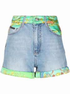 Philipp Plein short en jean à imprimé New Baroque - Bleu