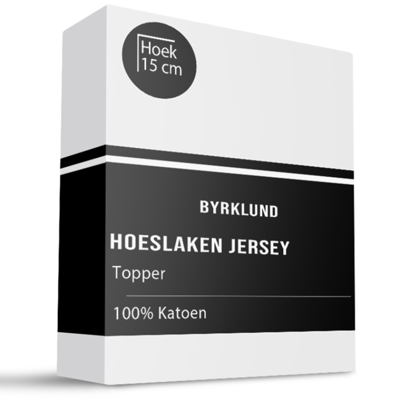 Topper Hoeslaken Jersey Katoen Stretch Wit 180x220 Cm Byrklund - Dekbed-Discounter.nl