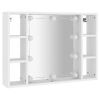 vidaXL Spiegelkast met LED-verlichting 76x15x55 cm wit - thumbnail