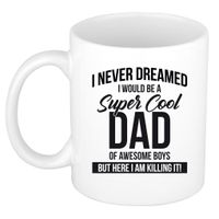 Cool dad of awesome boys mok / beker wit 300 ml - Cadeau mokken - Papa/ Vaderdag