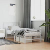 Bedframe met hoofd- en voeteneinde metaal wit 80x200 cm