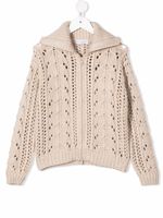 Brunello Cucinelli Kids cardigan zippée en maille - Tons neutres