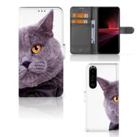 Sony Xperia 1 III | Telefoonhoesje | Met pasjeshouder | Kat